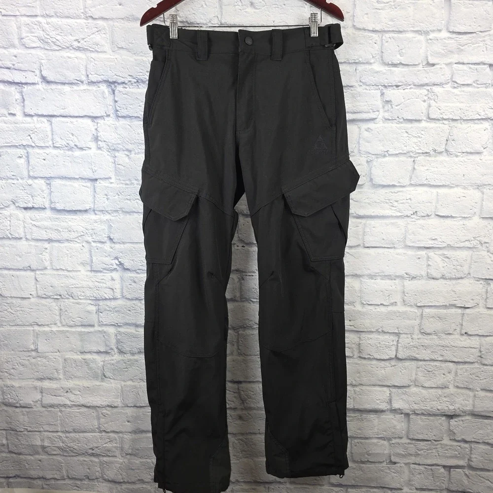 Gerry Men‎ Black Snow Ski Cargo Pants 4-Way Stretch Fleece Lined Sz Small 32X31